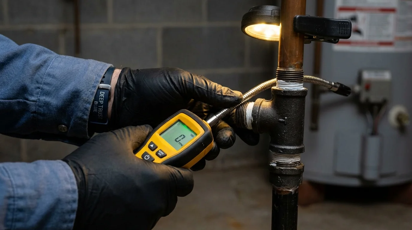 Gas leak detection with electronic sniffer by Johns Plumbing LLC in Hertford